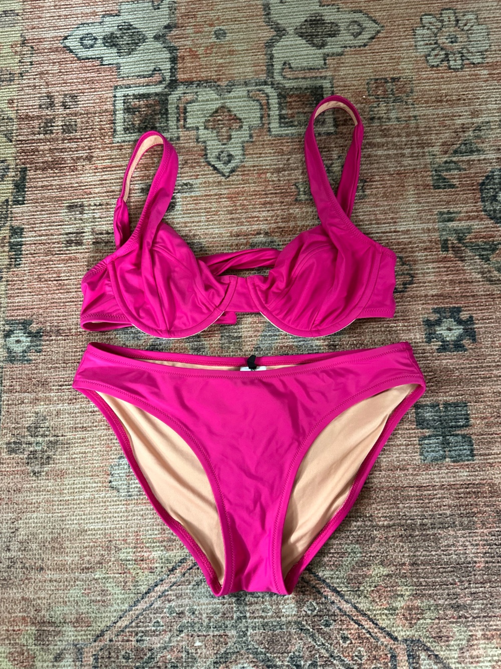 J. Crew Bright Pink Underwire Bikini Set